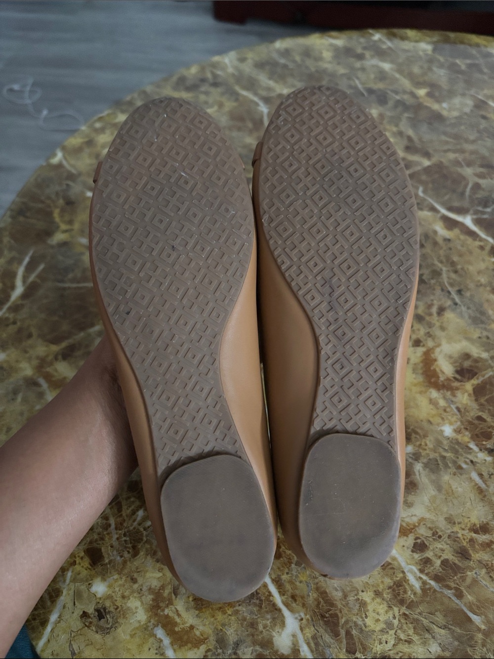 Tory Burch Cognac Leather Logo Ballet Flats - Picture 6 of 7